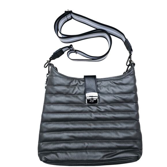Royln Luxe New York Grey Quilted Crossbody Bag with 3 Strap Options - Picture 4 of 12